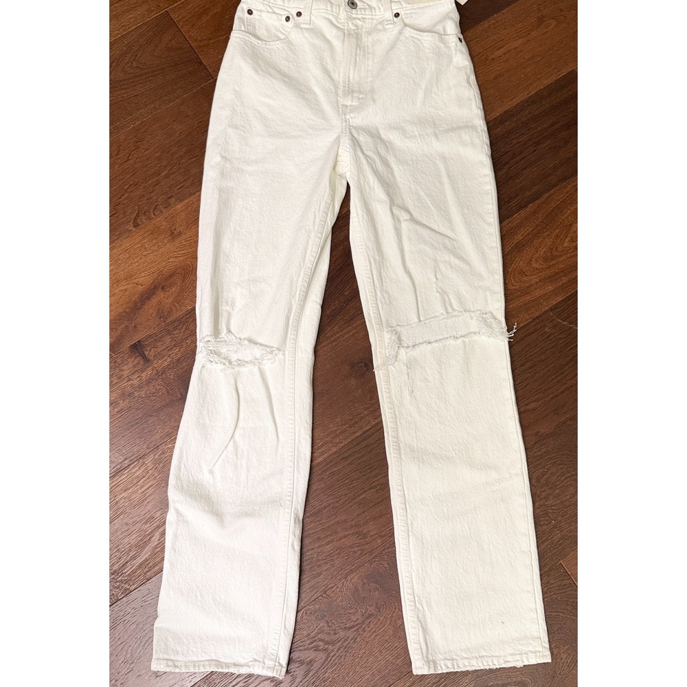 Abercrombie Fitch The 90s Straight Ultra High Rise Jeans Womens 26 2R White NWT